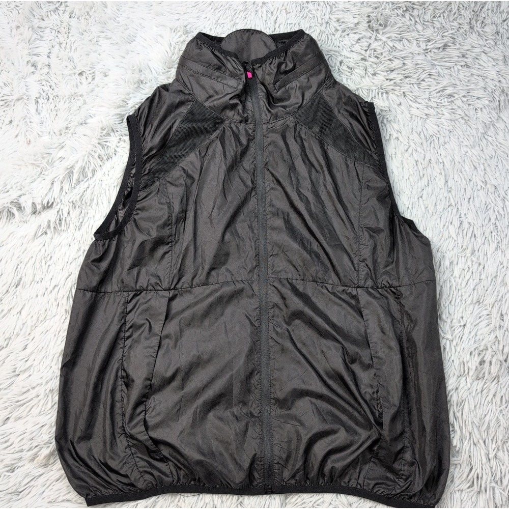 Zyia Active Vest Womens XXL Black Zip Up Pockets Packable Hood Activewear
